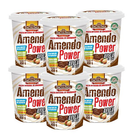 Kit 06 unidades de Amendo Power com Avelã e Cacau 450g