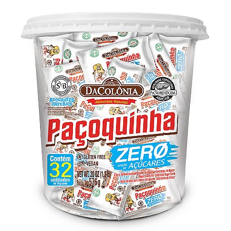 Paçoca Rolha Zero Açúcar Pote com 32 un - 576G