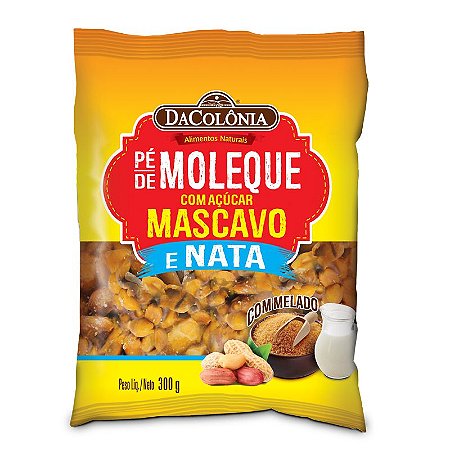 PÉ DE MOLEQUE COM AÇÚCAR MASCAVO E NATA 300g