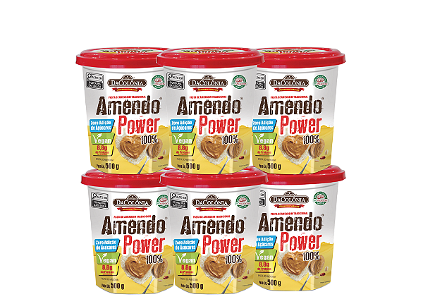 Kit com 06 un Amendo Power Pasta de Amendoim Integral Zero 500g