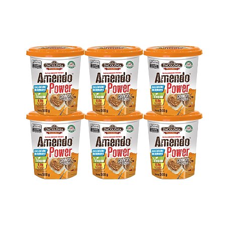 Kit 06 unidades de Amendo Power Crunchy com Granulado de Amendoim 500g