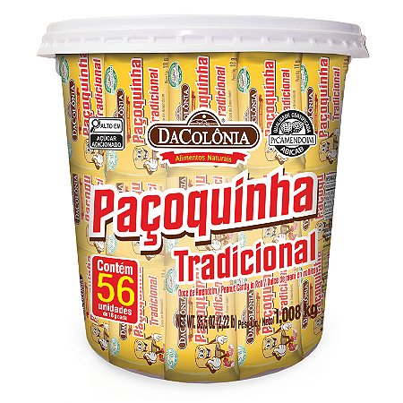 Paçoca Rolha Tradicional Pote com 56 un - 1,008Kg