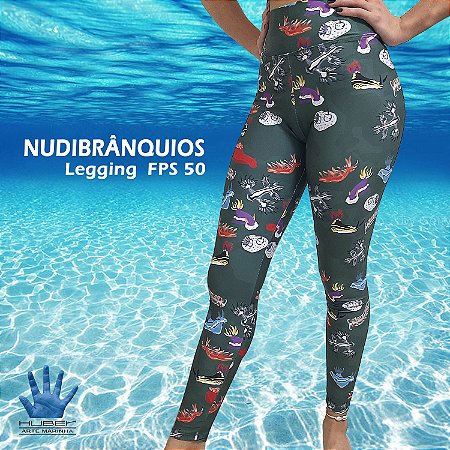 Calça legging Nudibrânquios alto padrão FPS 50