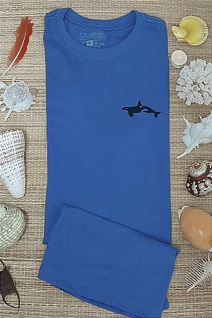 Camiseta 100% algodão Orca azul petróleo