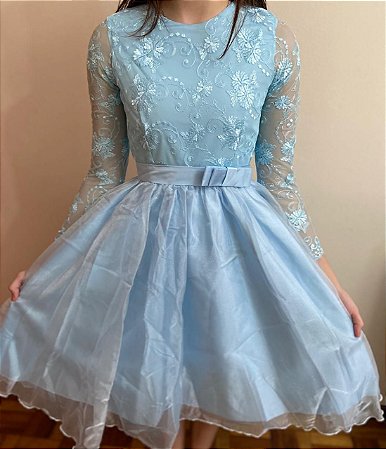 Lindo Vestido de festa na cor Azul Tiffany - Tamanho 16 que veste 18 Usado  uma única vez. - Brecho Damô