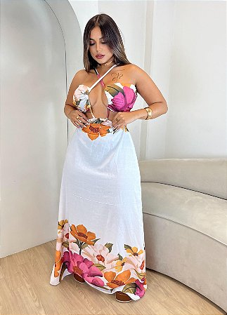 Vestido longo - Flowers