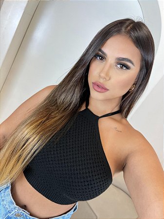 Cropped tricô modal - frente única