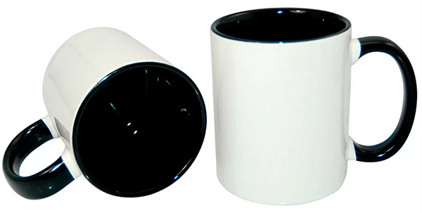 CANECA CERÂMICA - 325 ML - BRANCO - ALÇA / INTERIOR COLORIDO