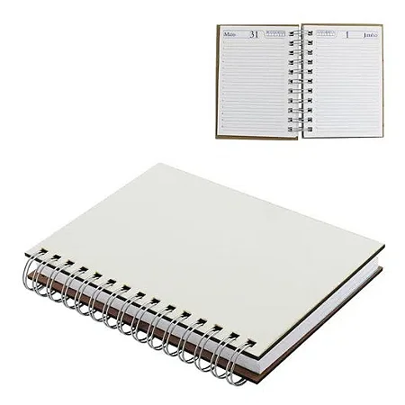 Agenda Diária Permanente Compacta com Capa MDF para Sublimação