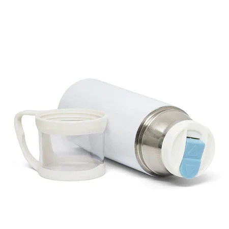Garrafa Térmica Para Sublimação Com Copo Vermelho 300ml