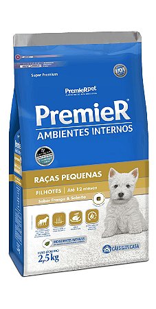 Ração Premier para Cães Filhotes de Raças Pequenas Ambientes Internos Sabor Frango e Salmão