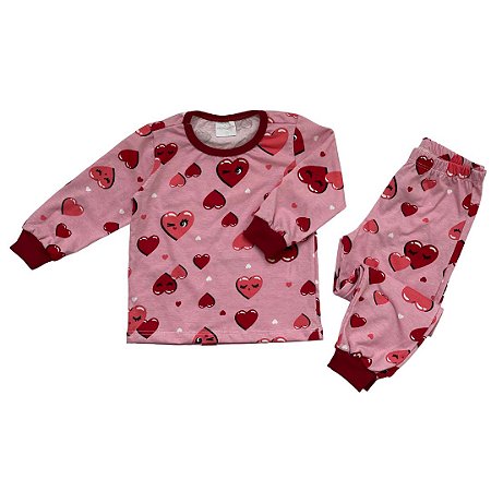 Conjunto Pijama Inverno Menina - Coração Feliz - Minhoquéce Pijamas🌙⭐️🌜