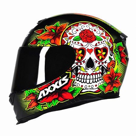 Capacete Axxis Skull Gloss Black/Yellow - tamanho 60