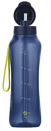 Tupperware Garrafa Aquavibe com Canudo Flexível 1,2 litro Mar Profundo