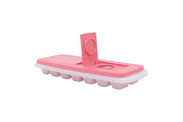 Forma de Gelo Branca com Tampa Rosa