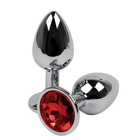 PLUG ANAL DE AÇO COM PEDRA DE CRISTAL - TAM M (cores diversas)