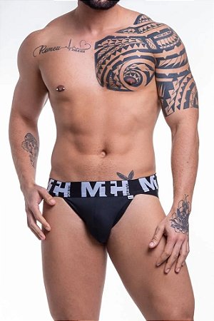 CUECA SUNGA GREGA EM SUPLEX PRETO ELASTICO ESTAMPADO
