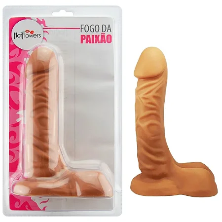 Prótese com Escroto Fogo da Paixão 19x4,5 cm Hot Flowers