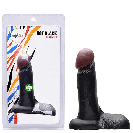 Pênis De Borracha Black 16x5cm Hot Flowers