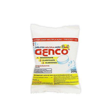 GENCO CLORO TABLETE MULTIPLA ACAO 3X1 T200 200G UN