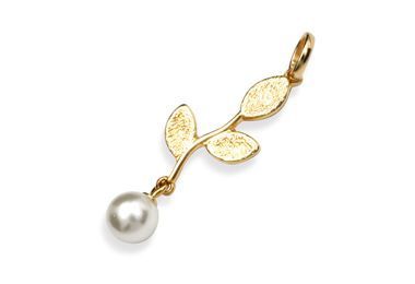 PINGENTE ROMMANEL FOLHAS COM PEROLA 541106
