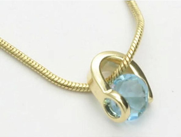 PINGENTE ROMMANEL CRISTAL AZUL COM FIO LISO TIPO GARRA 540557