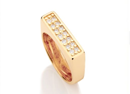 ANEL ROMMANEL RETANGULAR CRAVEJADO ZIRCONIAS 511628