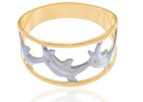 ANEL FORMADO POR GOLFINHOS EM RHODIUM E BORDAS LISAS. 510863