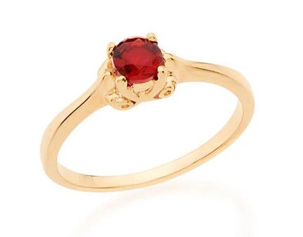 ANEL ROMMANEL SOLITÁRIO CRISTAL VERMELHO 512576-33