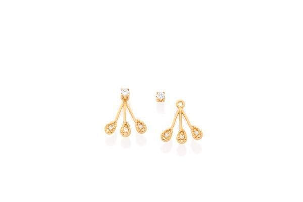 BRINCO ROMMANEL DOURADO EAR JACKET COM ZIRCÔNIA 525390