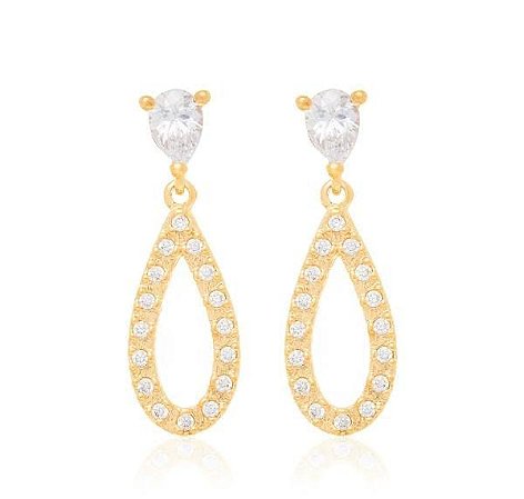 BRINCO ROMMANEL DOURADO BASE GOTA DE ZIRCÔNIA 524084