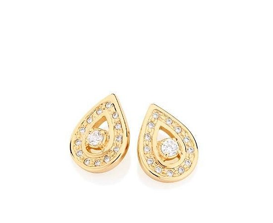 BRINCO ROMMANEL DOURADO FORMATO GOTA CRAVEJADO 525198