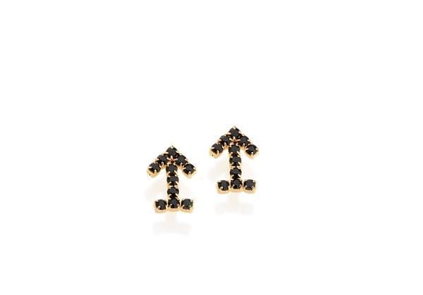 BRINCO ROMMANEL DOURADO FORMATO FLECHA COM 22 CRISTAIS NEGROS 525265