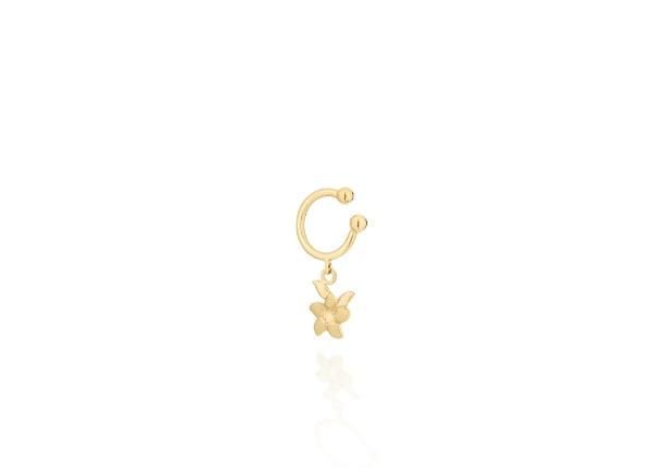 BRINCO ROMMANEL DOURADO EAR CUFF COM DETALHE DE FLOR 525668