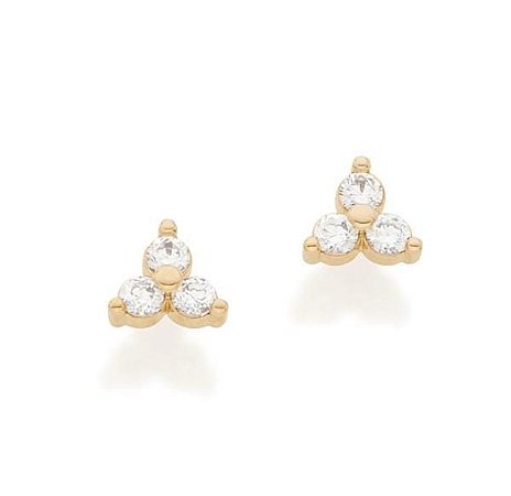 BRINCO ROMMANEL DOURADO FLOR COM ZIRCÔNIAS 526299