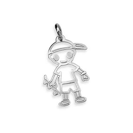 PINGENTE ROMMANEL MENINO GRANDE VAZADO COM SKATE - PRATEADO - 140489