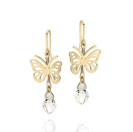 BRINCO ROMMANEL DOURADO BORBOLETAS COM CRISTAIS BRANCO 524096-00-00