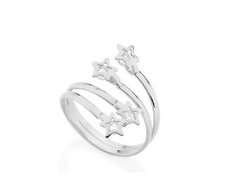 ANEL ROMMANEL RHODIUM COM FIO DUPLO ESTRELAS 110581