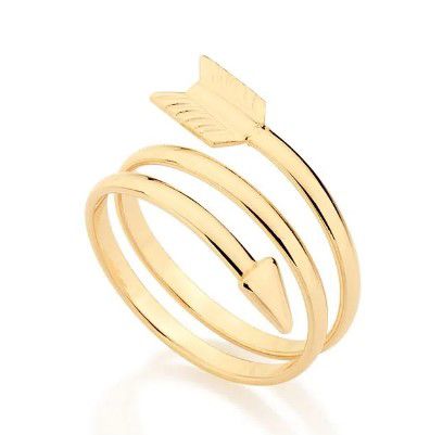 ANEL ROMMANEL FOLHEADO A OURO FORMATO FLECHA 511949