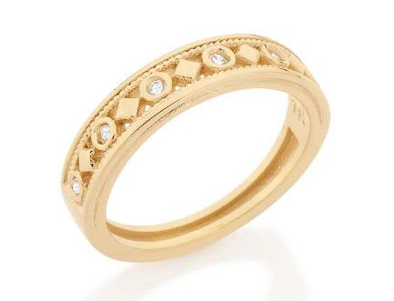 ANEL ROMMANEL FOLHEADO A OURO COM ZIRCÔNIAS 512108