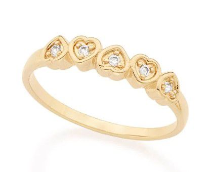 ANEL ROMMANEL FOLHEADO A OURO COM ZIRCÔNIAS 512165