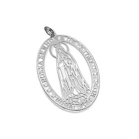 PINGENTE ROMMANEL RODHIUM OVAL COM IMAGEM DE “NOSSA SENHORA DE FÁTIMA” – 140413