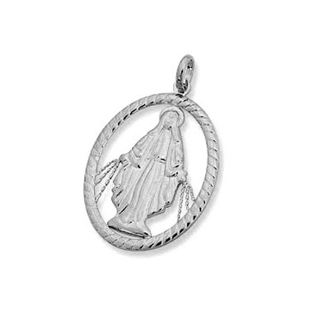 PINGENTE ROMMANEL RODHIUM OVAL COM IMAGEM NOSSA SENHORA DAS GRAÇAS – 140555