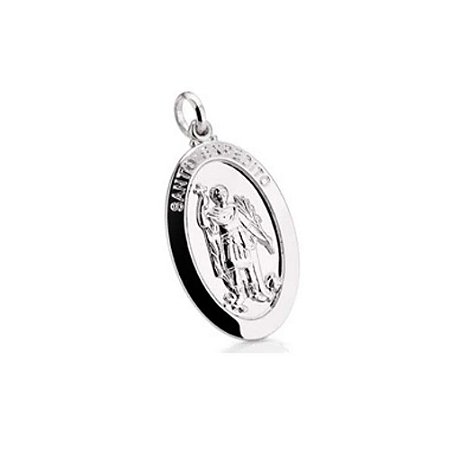 PINGENTE ROMMANEL RODHIUM OVAL COM IMAGEM DE SANTO EXPEDITO – 140536
