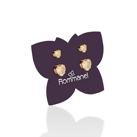 KIT 2 BRINCOS ROMMANEL CORAÇÃO DE ZIRCONIA – 527266