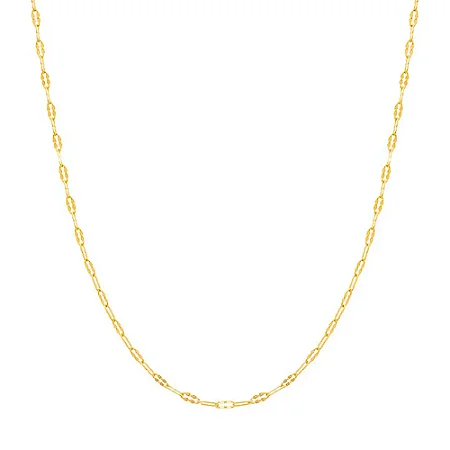 CORDÃO ROMMANEL DOURADO FIO COM PEÇAS NAVETES COM DETALHES BATIDOS - 50 CM - 531298