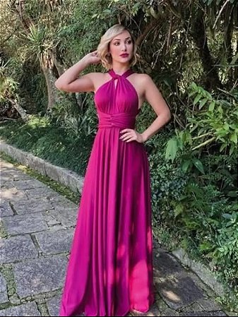 VESTIDO LONGO MULTIFORMAS FUCSIA