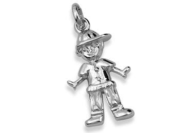 PINGENTE ROMMANEL MENINO COM ZIRCONIA NO SHORT - PRATEADO - 140452