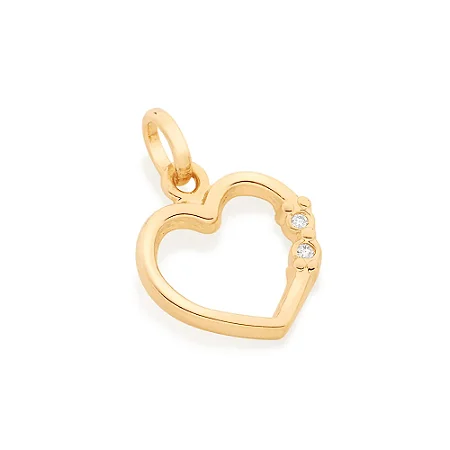 PINGENTE ROMMANEL CORAÇÃO VAZADO COM 2 ZIRCONIAS 541565