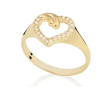 ANEL ROMMANEL FOLHEADO A OURO COM FORMATO CORAÇÃO 511926